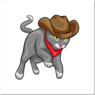 Cat Cowboy Cowboy hat Posters and Art